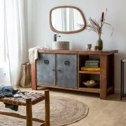 Meuble sous vasque en bois recyclé Hector