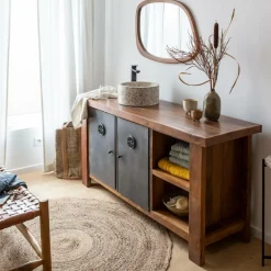 Meuble sous vasque en bois recyclé Hector