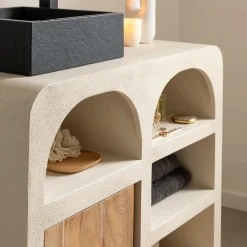 Meuble sous vasque en bois effet béton et bois d'acacia Dalva