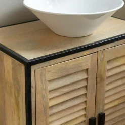 Meuble sous vasque en bois de manguier et métal Coralie