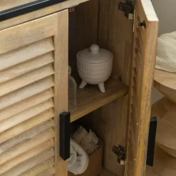 Meuble sous vasque en bois de manguier et métal Coralie