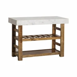 Meuble sous vasque en marbre et bois Louca