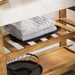 Meuble sous vasque en marbre et bois Louca