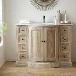 Meuble sous vasque en pin recyclé Octavie