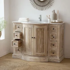 Meuble sous vasque en pin recyclé Octavie