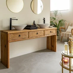 Meuble sous vasque en pin recyclé Blaise