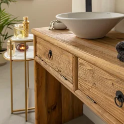 Meuble sous vasque en pin recyclé Blaise