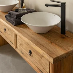 Meuble sous vasque en pin recyclé Blaise