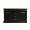 Meuble sous vasque en pin massif noir 150 cm Manel
