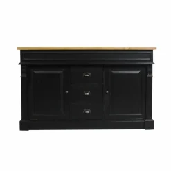 Meuble sous vasque en pin massif noir 150 cm Manel