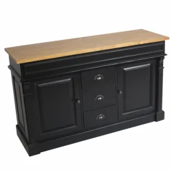 Meuble sous vasque en pin massif noir 150 cm Manel