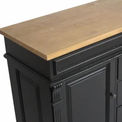 Meuble sous vasque en pin massif noir 150 cm Manel