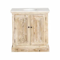 Meuble sous vasque en pin recyclé blanchi Gemma