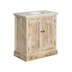 Meuble sous vasque en pin recyclé blanchi Gemma