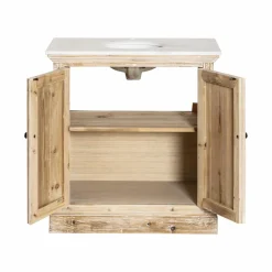 Meuble sous vasque en pin recyclé blanchi Gemma