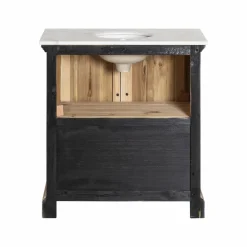 Meuble sous vasque en pin recyclé blanchi Gemma