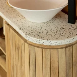 Meuble sous vasque en terrazzo et bois de manguier Lou