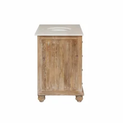 Meuble sous vasque en vieux pin et marbre blanc Octavie