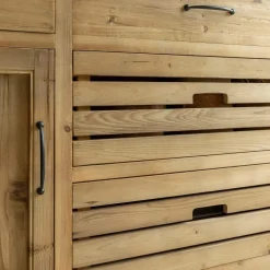 Meuble sous vasque en vieux pin et marbre blanc Nils