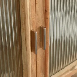 Meuble sous vasque vitré en bois d'acacia et marbre Emyr