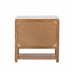 Meuble sous vasque vitré en bois d'acacia et marbre Emyr