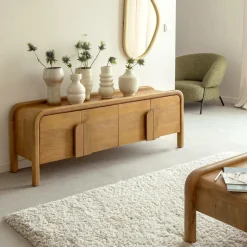 Meuble TV 4 portes en bois de manguier Féodor