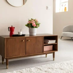 Meuble TV 2 portes en bois d'acacia Emiel