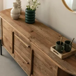 Meuble TV arrondi en bois recyclé Blaise