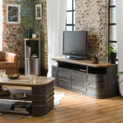 Meuble TV arrondi en métal Locker