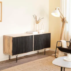 Meuble TV bois de manguier et métal Auxence