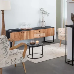 Meuble TV en bois d'acacia et métal Pippa