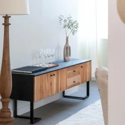 Meuble TV en bois d'acacia et métal Pippa