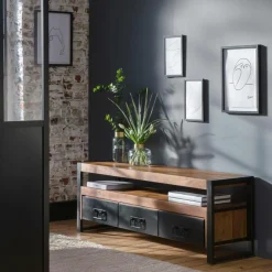 Meuble TV en bois d'acacia 160 cm Havana