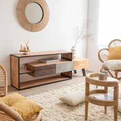 Meuble TV en bois d'acacia Ernest