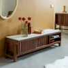 Meuble TV en bois d'acacia et terrazzo Kaelis