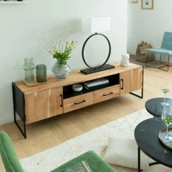 Meuble TV en bois d'acacia et métal Bosco