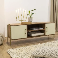 Meuble TV en bois d'acacia et métal Andrès