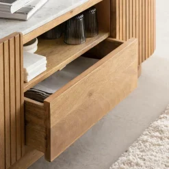 Meuble TV en bois de manguier et marbre Adler