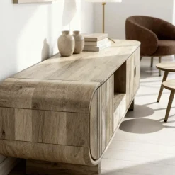 Meuble TV en bois de manguier clair Yoni