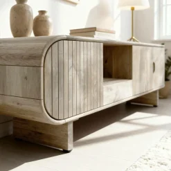 Meuble TV en bois de manguier clair Yoni