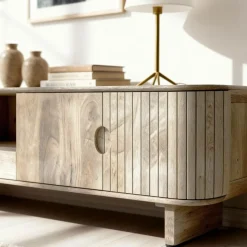 Meuble TV en bois de manguier clair Yoni