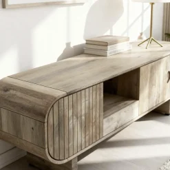 Meuble TV en bois de manguier clair Yoni