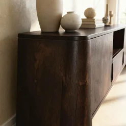 Meuble TV en bois de manguier foncé Liriel