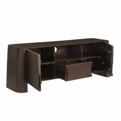 Meuble TV en bois de manguier foncé Liriel