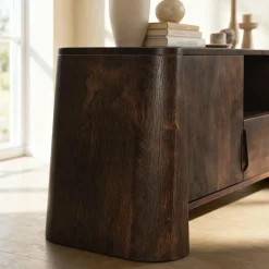 Meuble TV en bois de manguier foncé Liriel