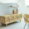 Meuble TV en bois de manguier et cannage Edana