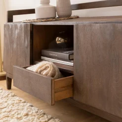 Meuble TV en bois de manguier marron Emile