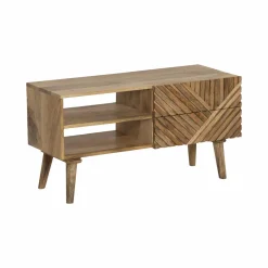 Meuble TV en bois de manguier chevrons Maëva