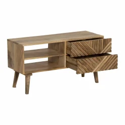 Meuble TV en bois de manguier chevrons Maëva