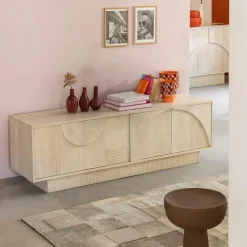 Meuble TV en bois de manguier blanchi Miliam